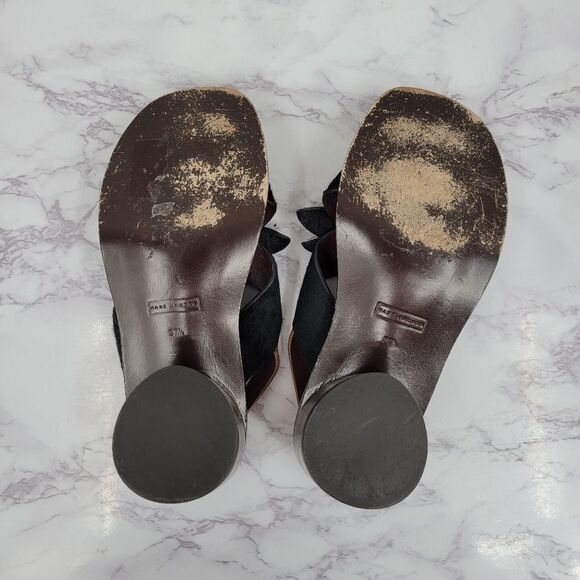 Marc Jacobs Y2K Chunky Heeled Pony Hair Leather Sandals Crystal Rhinestones - Picture 10 of 12